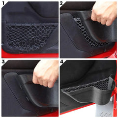 2pcs Car Front Door Storage Box Net Holder Organizer Box for 2011-2018 Jeep Wrangler JK JKU 2/4-Door Door Net Pocket Auto Parts