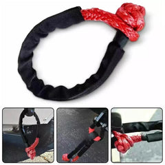 Car Off-Road Red Recovery Snatch Ring Soft Shackle Winch Rope Ring Pulley Block