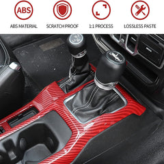 red Carbon Fiber Left+Right Gear Shift Panel Cover for 2018 2019 2020 2021 2022 2023 Jeep Wrangler JL and for Jeep Gladiator JT