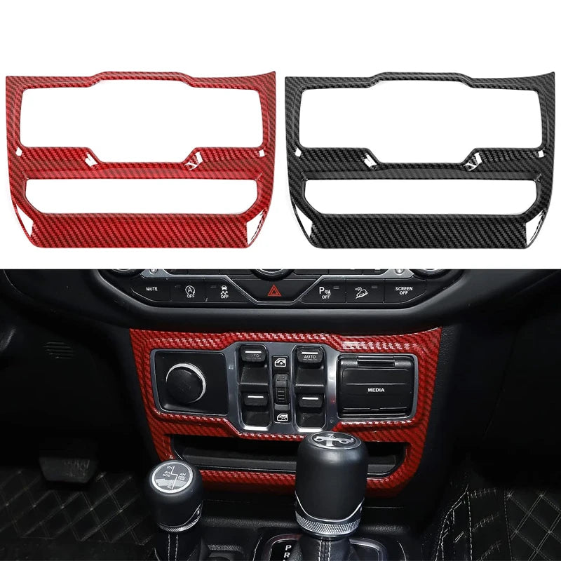 Carbon Fiber Window Control Panel Trim Cover Interior Decoration Accessories for Jeep Wrangler JL JLU  2018-2023 Gladiator JT