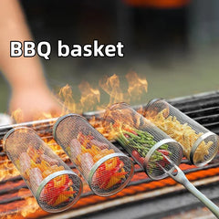 Rolling BBQ Grill Basket